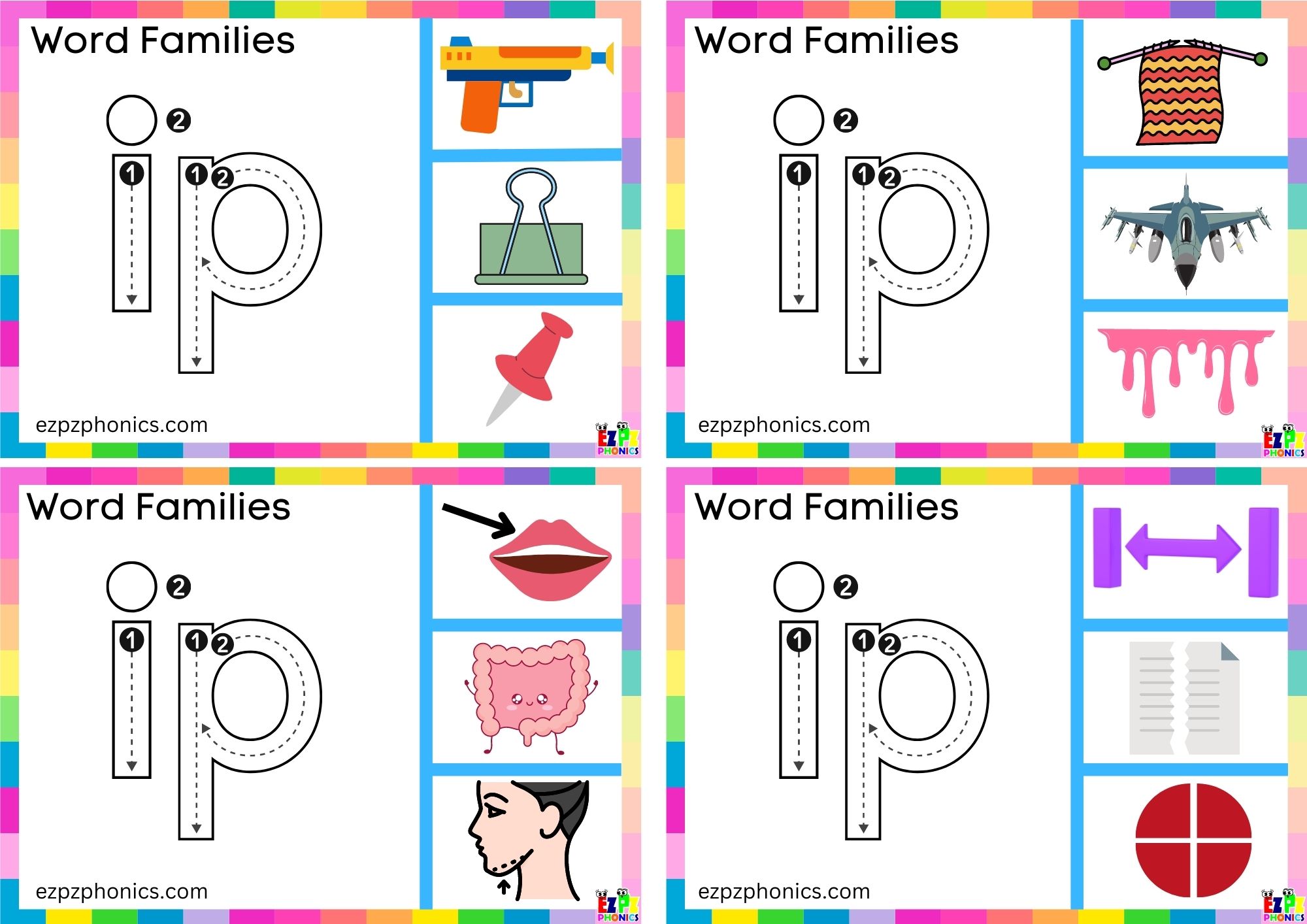 Word Family ip Trace the letters and clip the image clip cards group 1